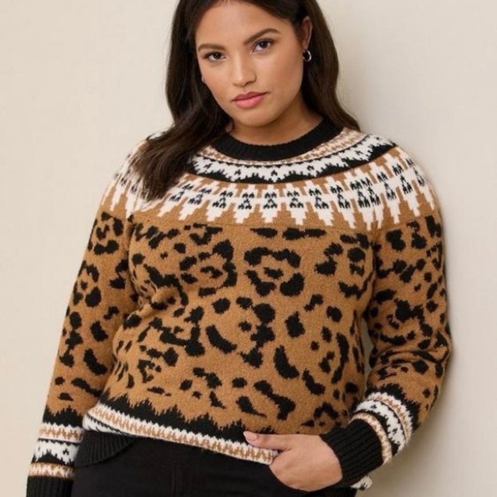 Torrid Vegan Cashmere Pullover Animal Print Crewneck Sweater Size 0